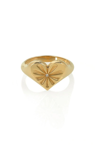 Shop Marlo Laz Heart Pinky Ring In Yellow Gold