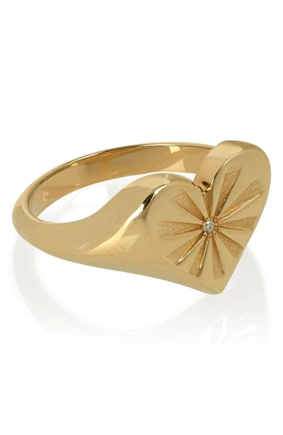 Shop Marlo Laz Heart Pinky Ring In Yellow Gold