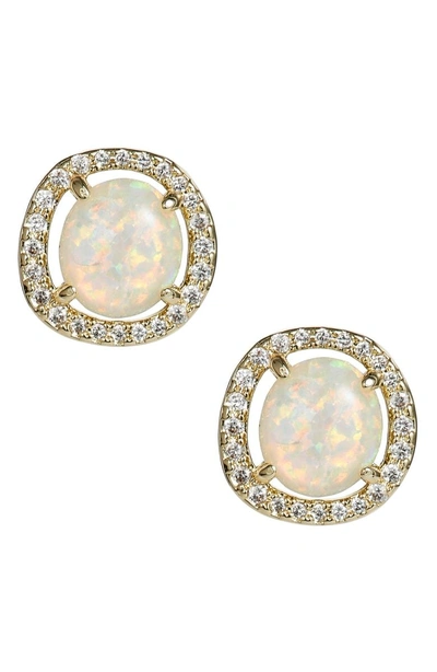 Shop Melinda Maria Sarah Louise Opal Stud Earrings In White Opal/ Gold