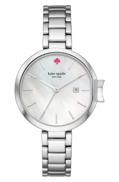 Shop Kate Spade Park Row Bracelet Watch, 34mm In Silver