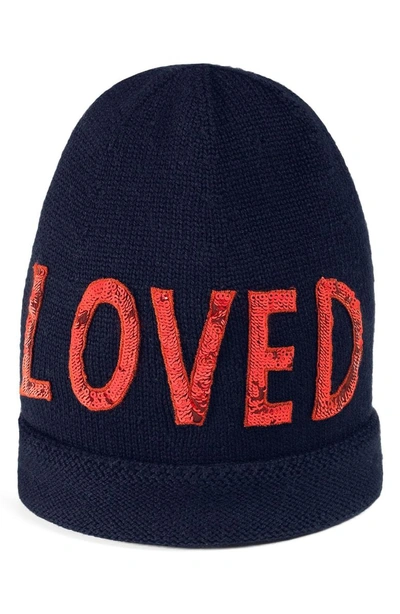 Shop Gucci Loved Sequin Wool Beanie - Blue In Midnight Blue