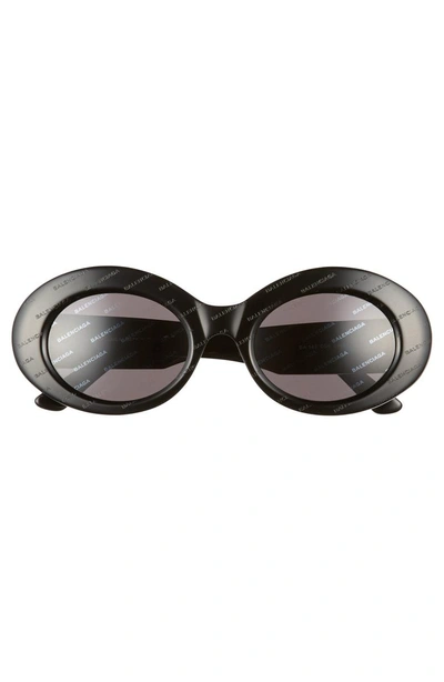 Shop Balenciaga 51mm Oval Sunglasses - Black/ Smoke