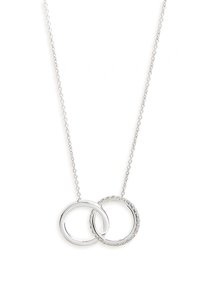 Shop Roberto Coin Diamond Double Circle Pendant Necklace In White Gold
