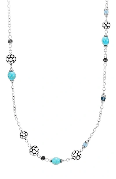 Shop John Hardy Dot Sautoir Station Necklace In Silver/ Turquoise