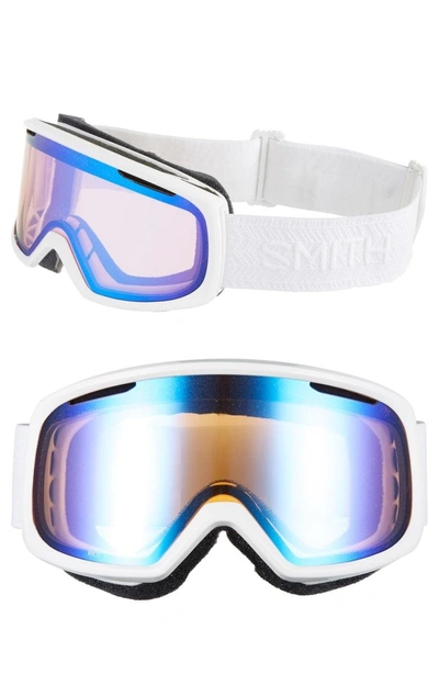 Shop Smith 'riot' Snow Goggles - White Eclipse/ Blue Mirror