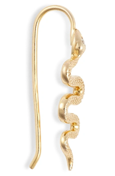 Shop Nora Kogan Xenia Diamond Snake Earrings In Yellow Gold