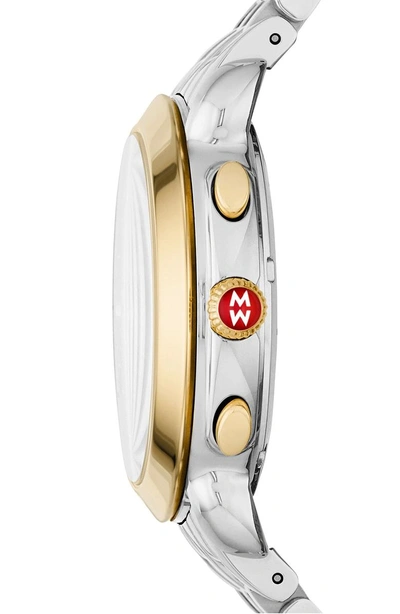 Shop Michele Sidney Chronograph Diamond Watch Head, 38mm In Gold/ Mop/ Silver
