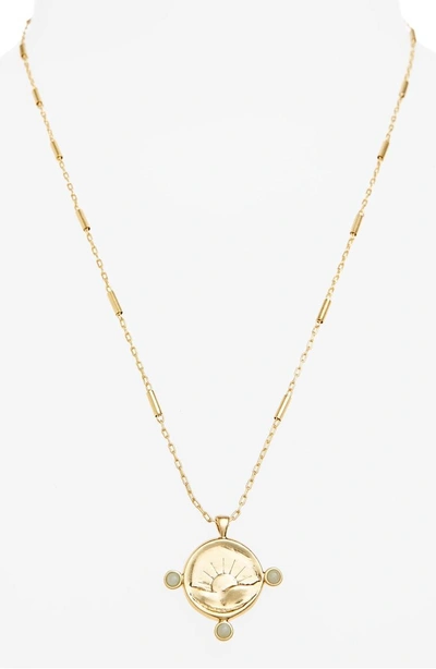 Shop Madewell Etched Sun Necklace In Vintage Gold