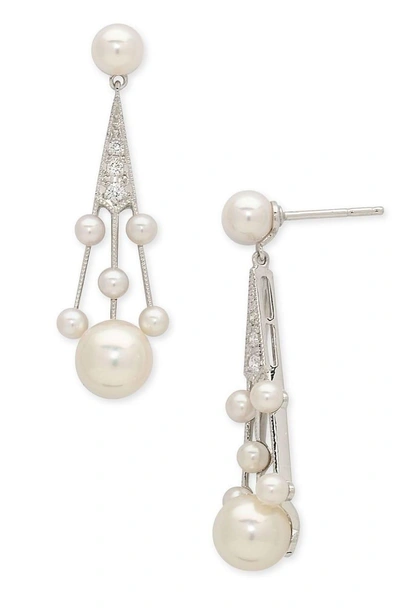 Shop Mikimoto 'legacy Collection' Akoya Cultured Pearl & Diamond Earrings In Pearl/ Diamond