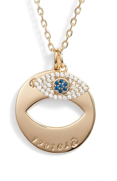 Shop Lulu Dk Evil Eye Protect Necklace In Gold/ Clear
