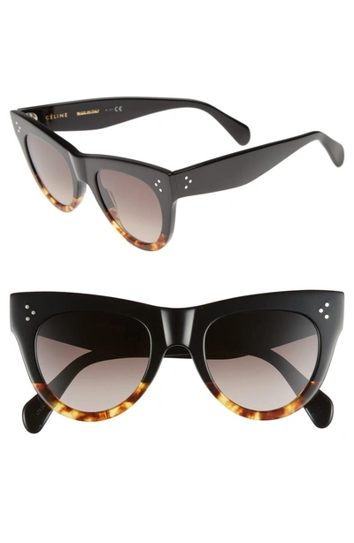 Shop Celine 51mm Cat Eye Sunglasses - Black/ Havana/ Brown