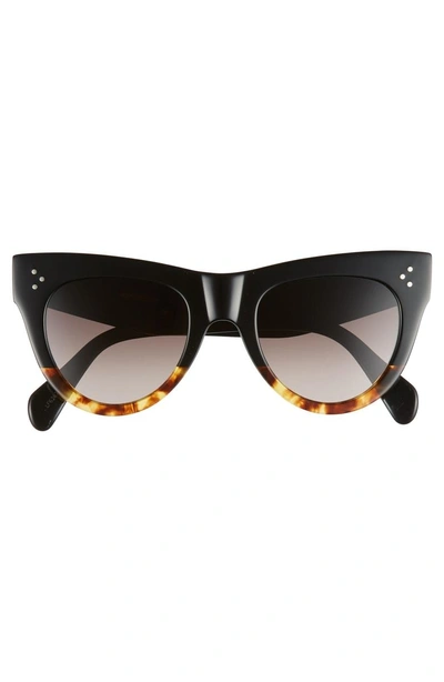 Shop Celine 51mm Cat Eye Sunglasses - Black/ Havana/ Brown