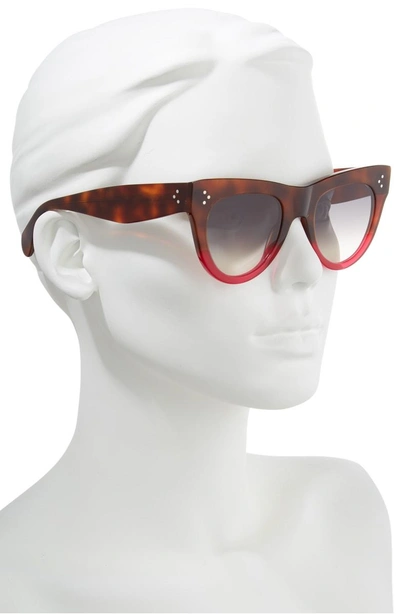 Shop Celine 51mm Cat Eye Sunglasses - Havana/ Fuschia/ Smoke