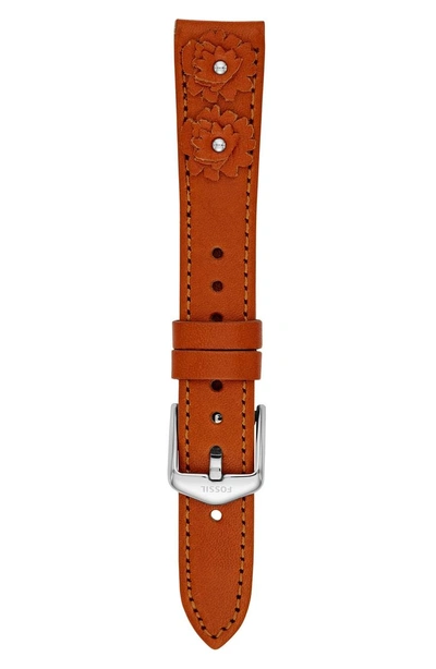Shop Fossil 16mm Leather Watch Strap In Brown