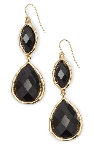 Shop Adia Kibur Stone Drop Earrings In Black