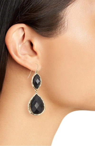 Shop Adia Kibur Stone Drop Earrings In Black