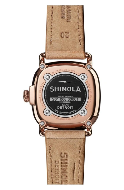 Shop Shinola The Guardian Leather Strap Watch, 36mm In Natural/ Mop/ Rose Gold