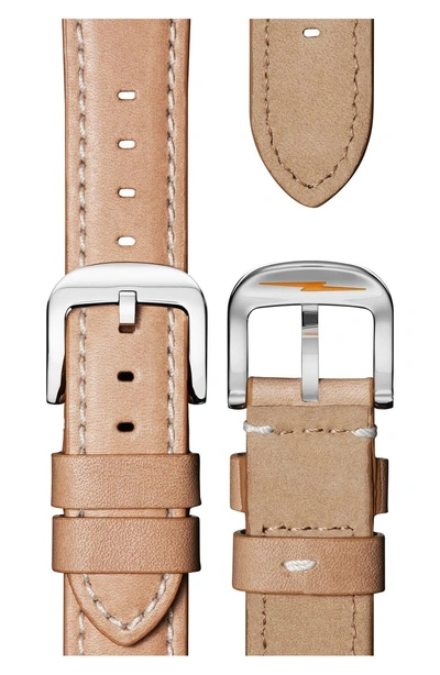 Shop Shinola The Guardian Leather Strap Watch, 36mm In Natural/ Mop/ Rose Gold