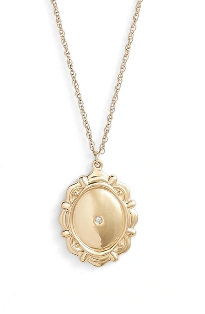 Shop Jennifer Zeuner Zuri Medallion Diamond Pendant Necklace In Yellow Vermeil
