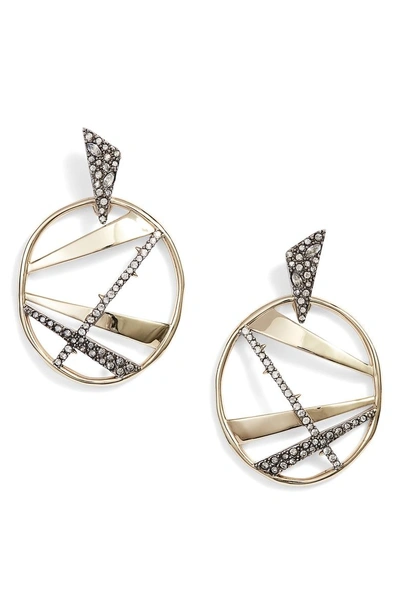 Shop Alexis Bittar Large Crystal Encrusted Plaid Hoop Earrings In Gold/ Silver