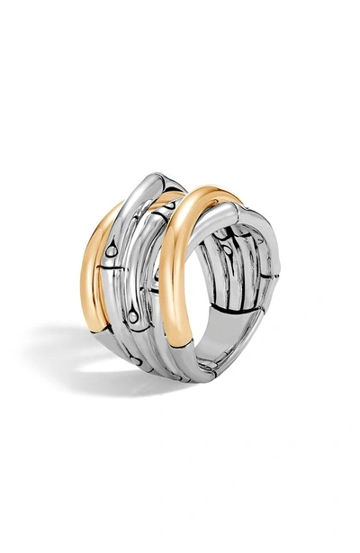 Shop John Hardy Bamboo Gold Sterling Silver Ring In Silver/ Gold