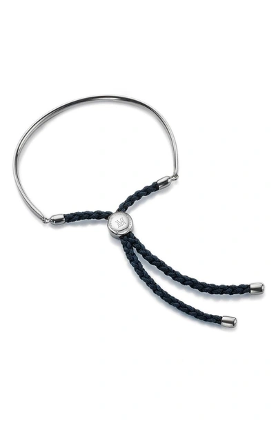 Shop Monica Vinader Engravable Fiji Friendship Bracelet In Navy/ Sterling Silver