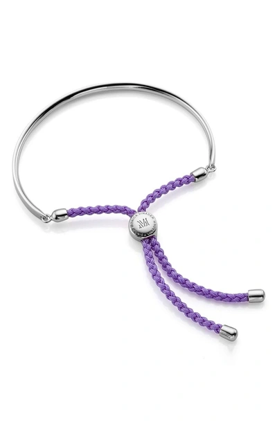 Shop Monica Vinader Engravable Fiji Friendship Bracelet In Violet/ Silver