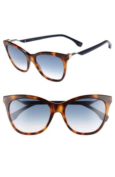Shop Fendi Cube 55mm Cat Eye Sunglasses - Havana Blue