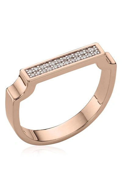 Shop Monica Vinader Diamond Signature Ring In Rose Gold