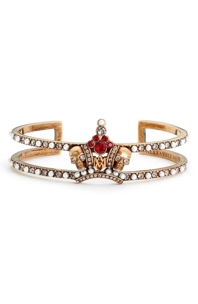 Shop Alexander Mcqueen Skull Crown Bracelet In Gold