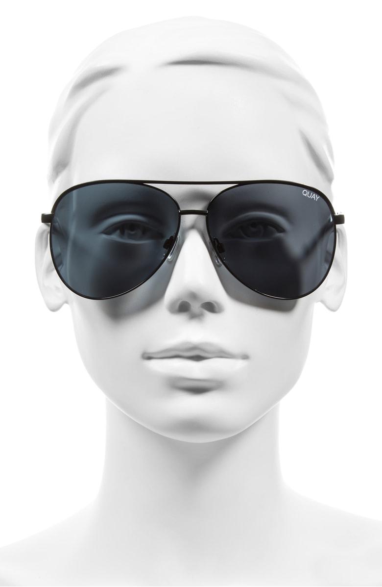 Quay Women's Vivienne Brow Bar Aviator Sunglasses, 65mm In Black/ Smoke ...