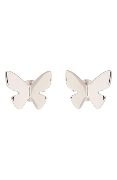 Shop Olivia Burton Social Butterfly Stud Earrings In Silver