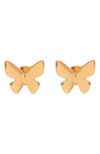 Shop Olivia Burton Social Butterfly Stud Earrings In Gold