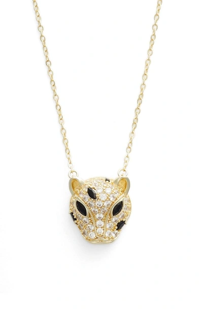 Shop Melinda Maria Baby Jaguar Necklace In Gold And White Cz