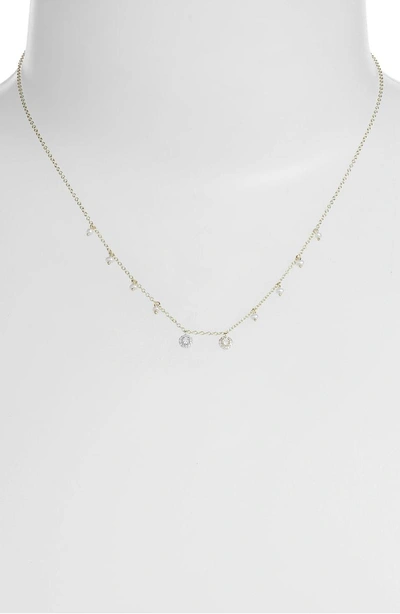 Shop Meira T Double Diamond Disc Charm & Freshwater Pearl Necklace In Yellow Gold