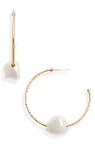 Shop Meadowlark Baroque Cultured Freshwater Pearl Hoop Earrings In Gold