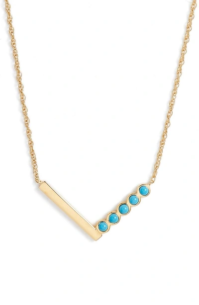 Shop Jennifer Zeuner Willow Turquoise Pendant Necklace In Yellow Vermeil