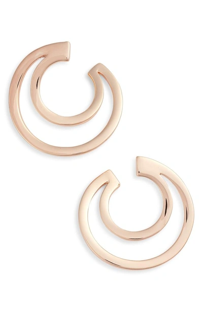 Shop Vince Camuto Polished Curved Hoop Earrings In Rose Gold