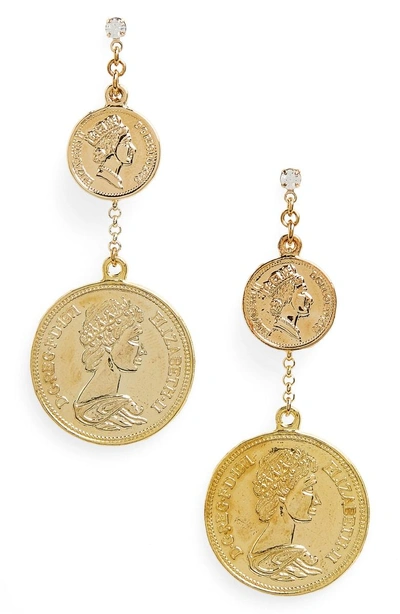 Shop Shashi Double Coin Earrings In Yellow Gold