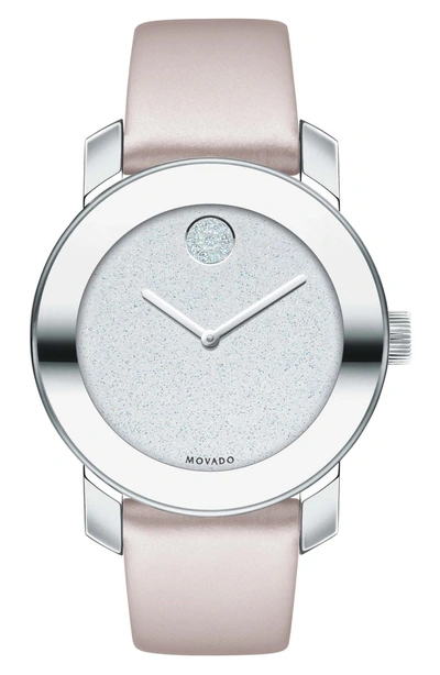 Shop Movado Bold Leather Strap Watch, 36mm In Blush/ Silver