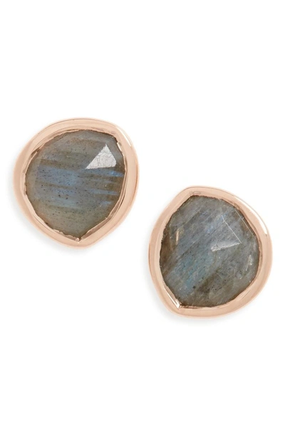 Shop Monica Vinader 'siren' Semiprecious Stone Stud Earrings (nordstrom Exclusive) In Labradorite/ Rose Gold
