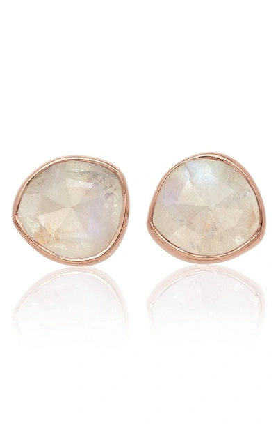 Shop Monica Vinader 'siren' Semiprecious Stone Stud Earrings (nordstrom Exclusive) In Moonstone/ Rose Gold