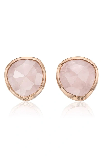 Shop Monica Vinader 'siren' Semiprecious Stone Stud Earrings (nordstrom Exclusive) In Rose Quartz/ Rose Gold