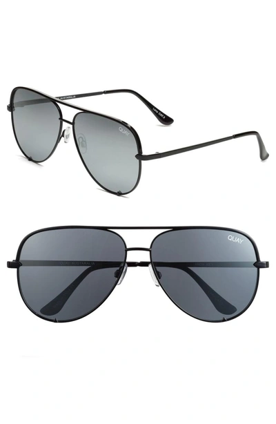 Shop Quay High Key 62mm Aviator Sunglasses In Black/ Silver Mirror
