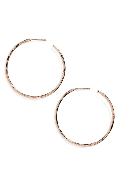 Shop Argento Vivo Medium Hammered Hoop Earrings In Rose Gold