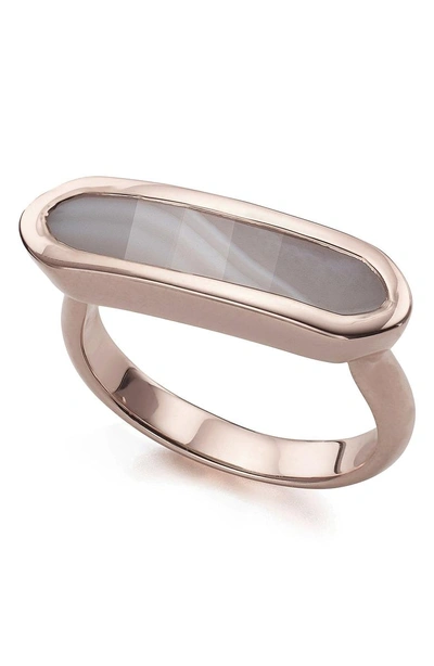 Shop Monica Vinader Baja Grey Agate Ring In Rose Gold/ Grey Agate