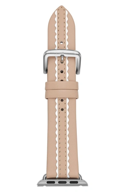 Shop Kate Spade Apple Watch Strap, 25mm In Nude/ White
