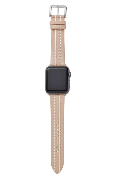 Shop Kate Spade Apple Watch Strap, 25mm In Nude/ White