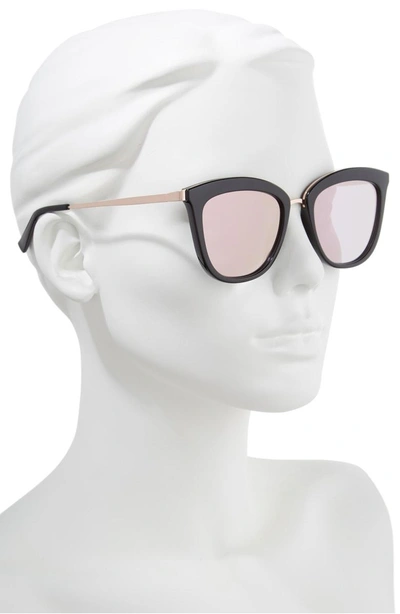Shop Le Specs Caliente 53mm Cat Eye Sunglasses - Black/ Rose Gold