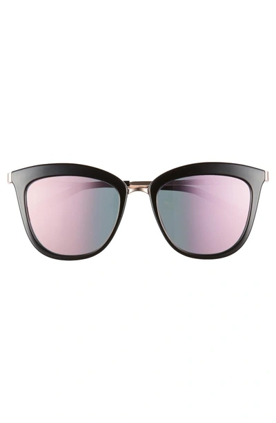 Shop Le Specs Caliente 53mm Cat Eye Sunglasses - Black/ Rose Gold